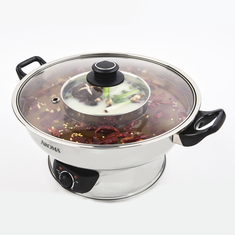 Aroma Electric ShabuShabu Hot Pot With Dual Compartments & Reviews